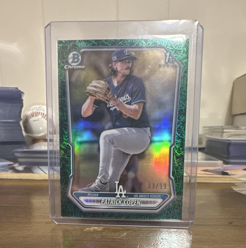 Bowman 2026 Chrome Prospects Patrick Copen Dodgers BCP-138 Green Grass Ref 83/99
