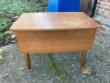 Sewing Craft Storage Box on Legs Vintage Mid Century Teak Veneer