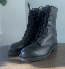 Men’s Black Leather Steel Toe Boot Size 6-1/2 Made In USA
