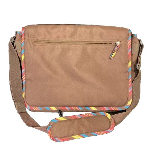 Messenger Laptop Bag Chocolate Brown rainbow Padded Shoulder Pockets Studio C