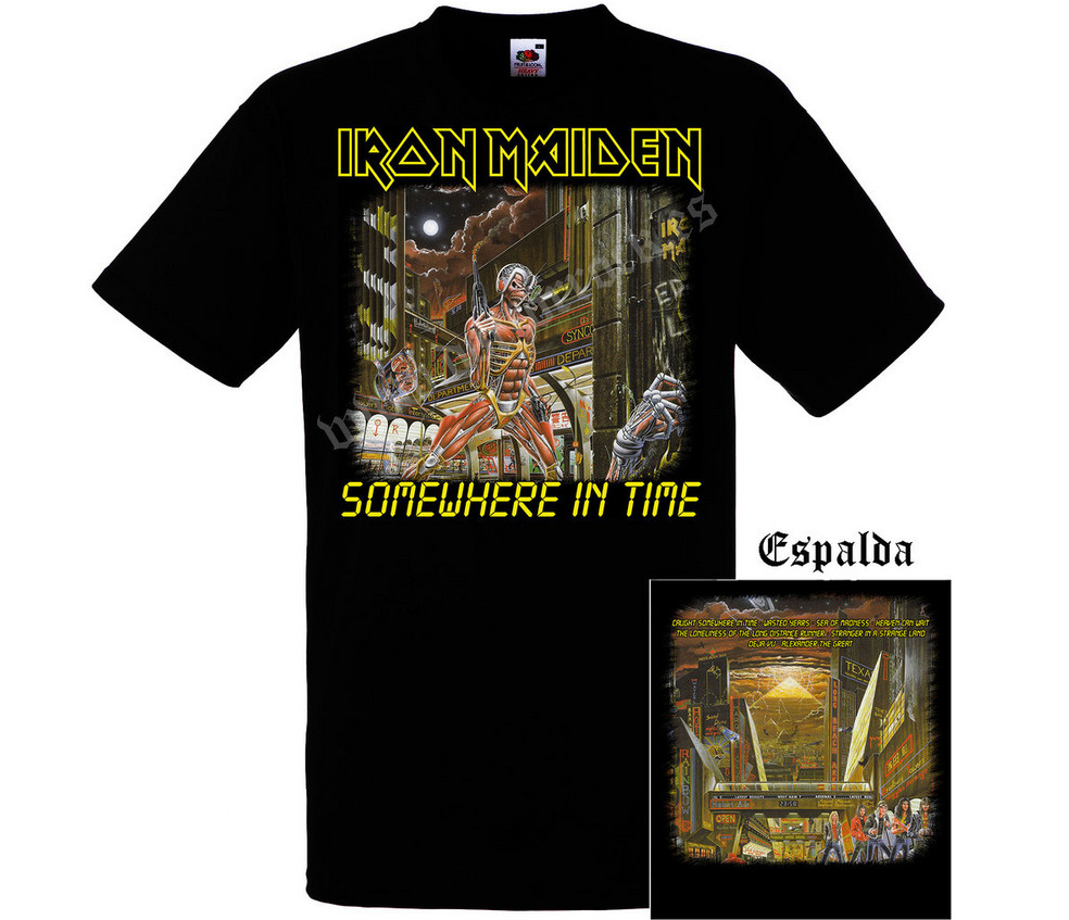 Camiseta Iron Maiden Somewhere In Time Álbum Obra de Arte - Icónica Banda de Heavy Metal