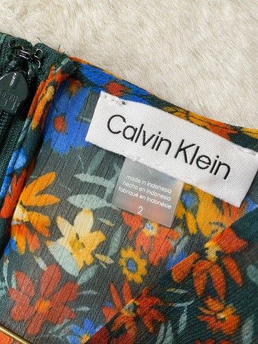 CALVIN KLEIN Dress Women Sz 2 Floral Midi Flowy Chiffon Cottage Core NEW $139 - 第 13/13 張圖片