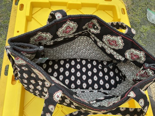 Cartera de tela Vera Bradley con patrón de cachemira negra - Imagen 1 de 6