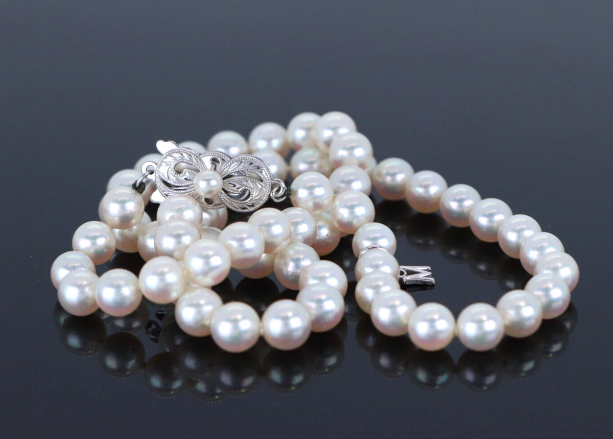 $5,500 Mikimoto 18K White Gold A+ 6-6.5mm Akoya Cultured $5,500 Mikimoto 18K White Gold A+ 6-6.5mm Akoya Cultured