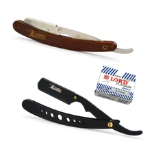 2 pcs CS Stainless Steel Straight Edge Shavette Barber Razor 100 Lord Platinum