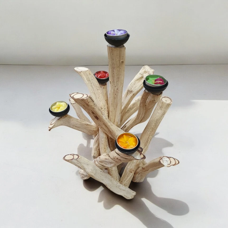 Lianen Holz Kerzenhalter Teelicht Halter Deko Kerzen Ständer rustikal natur groß - Bild 2 von 4