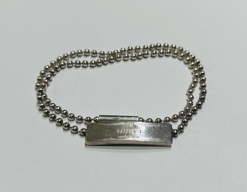 GUCCI VINTAGE STERLING SILVER AG 925 BAR PLATE DOUBLE GUCCI VINTAGE STERLING SILVER AG 925 BAR PLATE DOUBLE