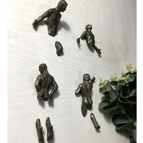 3D Ornament Wall Decor Climbing Man Through Wall Wall Art Statue Sculpture Home - Picture 9 of 10