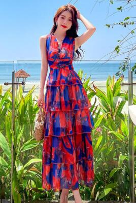 Women's New Beach Sexy V-neck Floral Fashion Lady Summer High Waist Long Dress | eBay Women's New Beach Sexy V-neck Floral Fashion Lady Summer High Waist Long Dress | eBay