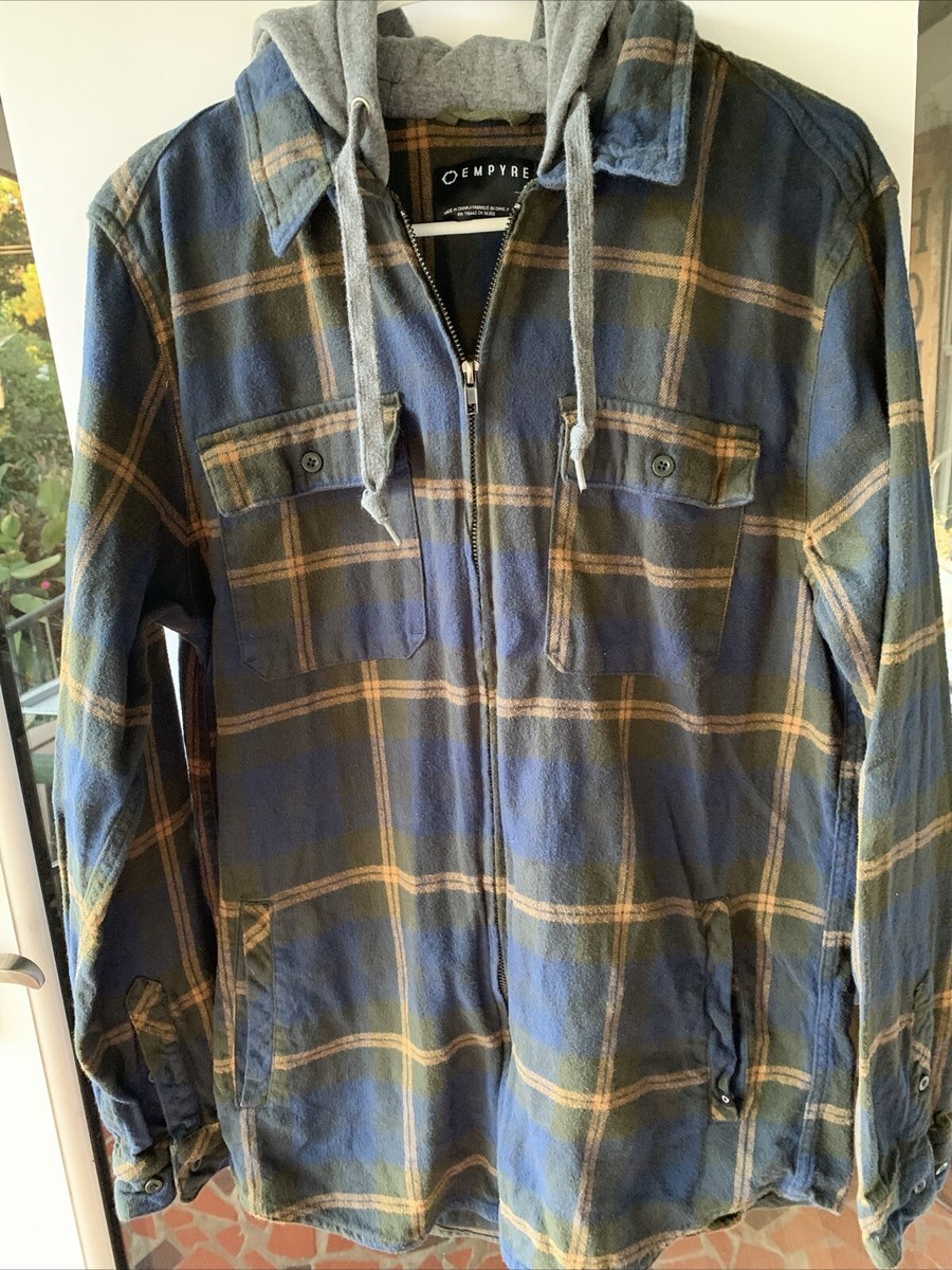 Empyre Hooded Zip Up Flannel Shirt
