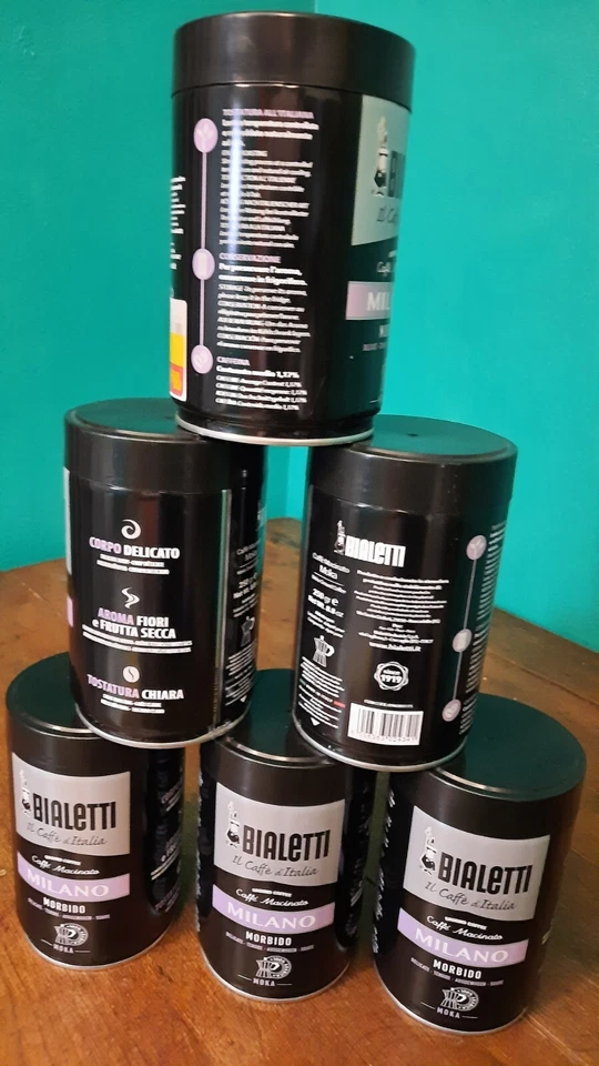 6 raros - 8,8 O.z. Latas metálicas selladas de café molido BIALETTI MILANO Moka 2021 Foto 2 de 4