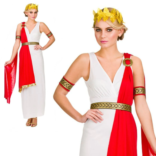 8-20 Ladies Glamorous Roman Lady Ancient Rome Costume Hen Night Fancy Dress Toga - Afbeelding 1 van 7