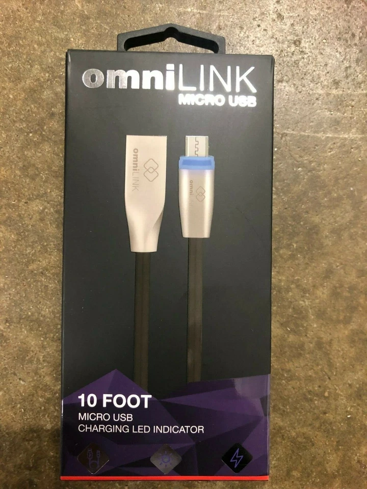 OmniLINK Illuminated 10 ft Micro USB Data Cable with 2.1 true fast charge & LED - Image 2 of 4
