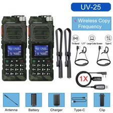 2PACK BAOFENG UV25 WALKIE TALKIE LONG RANGE TRI-POWER TWO WAY HAM RADIOS VOX KIT