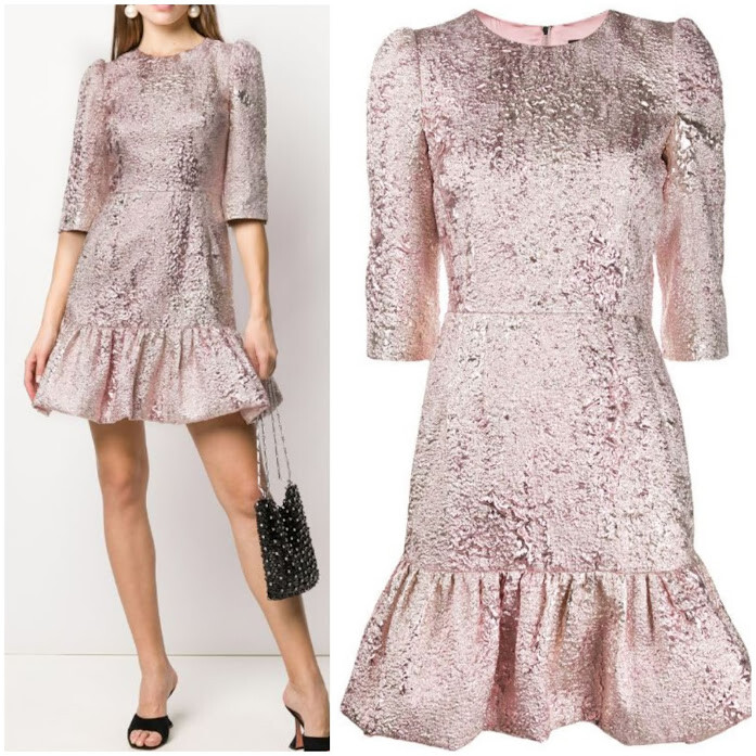 Dolce&Gabbana★素敵!Shimmer Pink Brocade Jacquard Dress AUTH Dolce&Gabbana brocade jacquard metalic shimmer pink