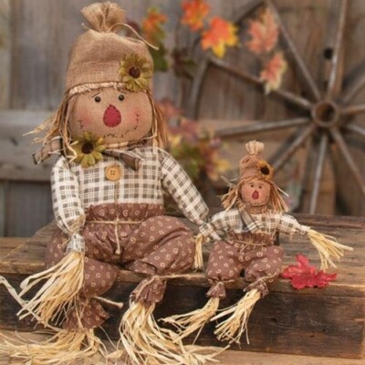 primitive rustic country farmhouse fall decor Edgar Scarecrow 27''  fabric DOLL