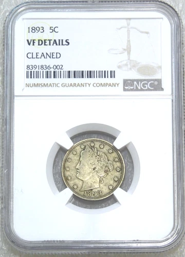 1893 Liberty Nickel NGC VF Details Good Luster Just Graded New Holder #DSh20