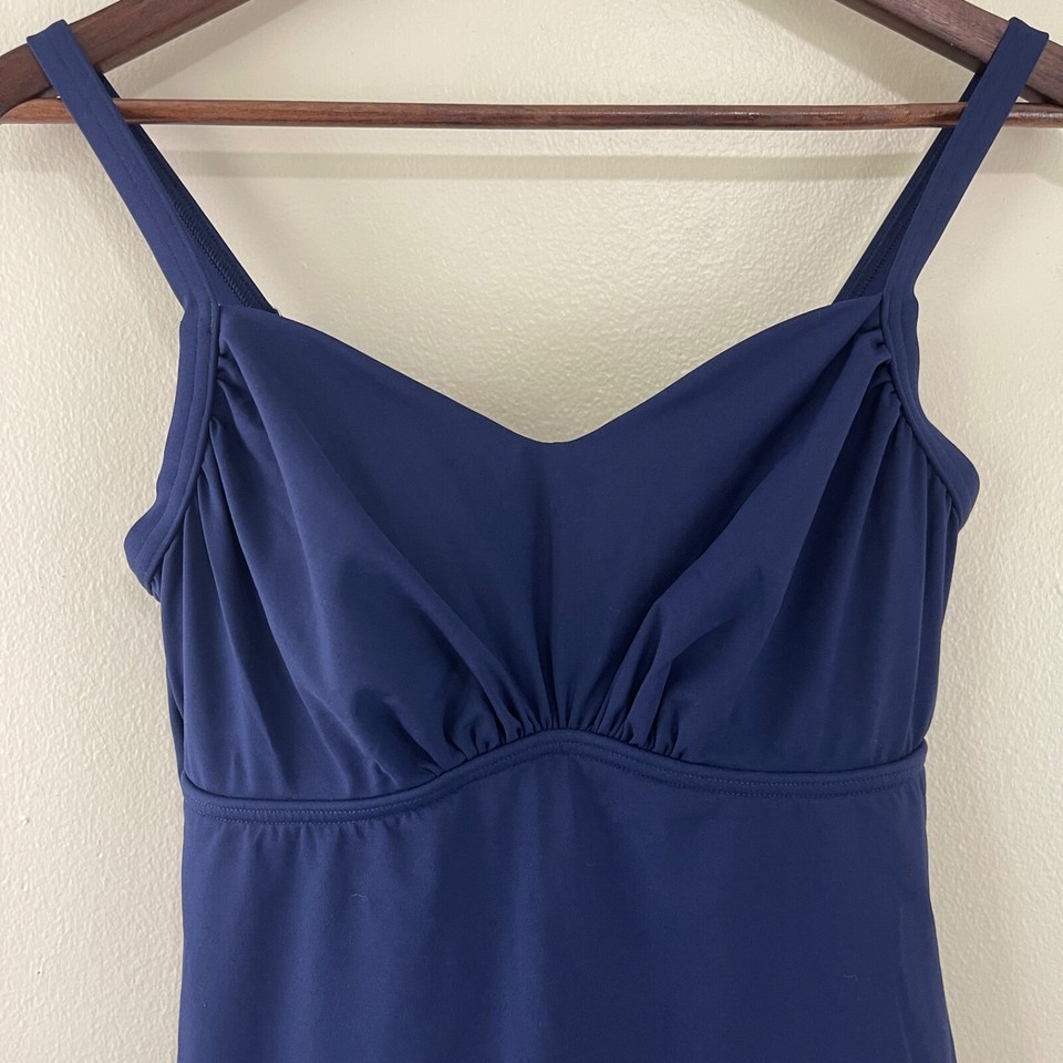 Lands End Swim Dress Womens 6 MAST Mastectomy Blue One Piece Bathing ...