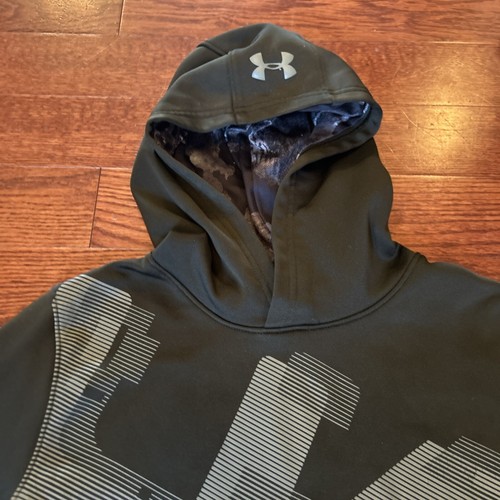 Under Armour Boy's Size YLG Green Logo Hooded Sweatshirt Youth Large - Picture 4 of 8