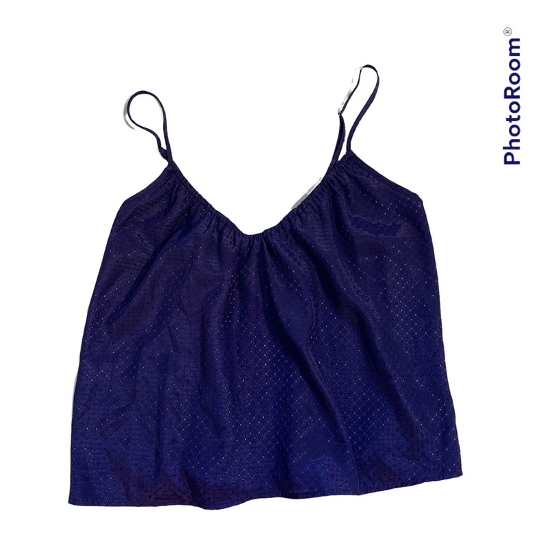 NSR Women’s Lisa Camisole Crop Top L Cami Blue Polka Dot STRETCHY