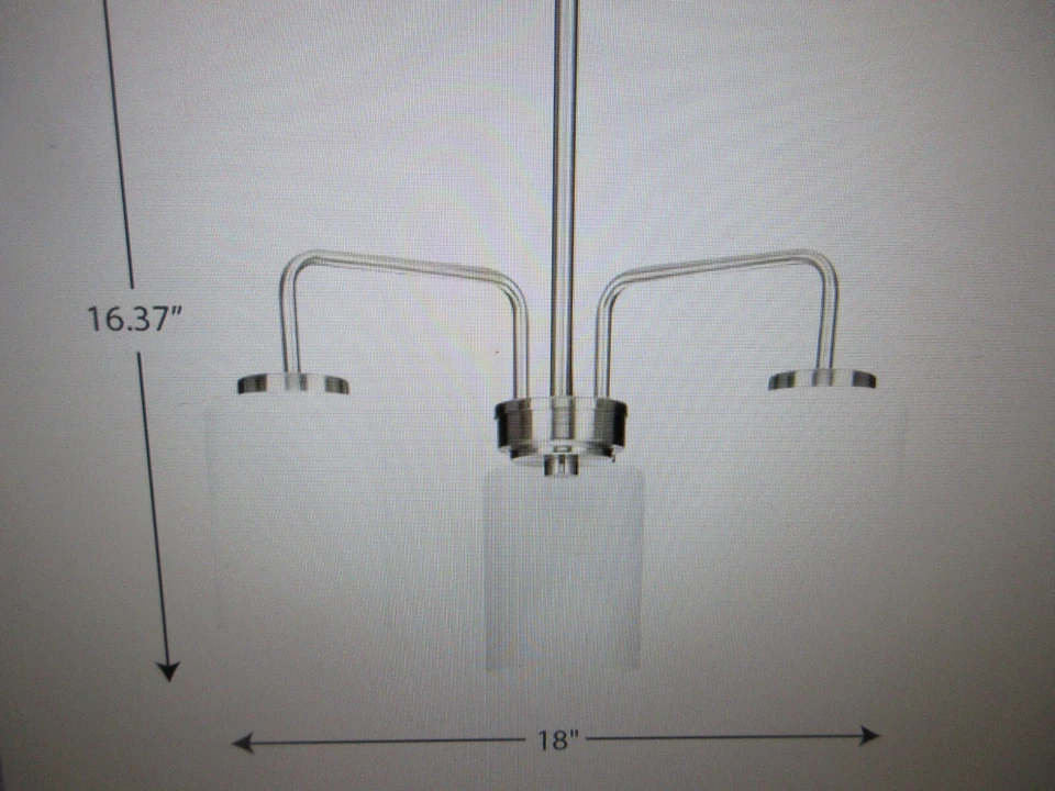 Progress Lighting Merry 3-Light Brushed Nickel Etched Glass Chandelier Light - Image 3 of 4