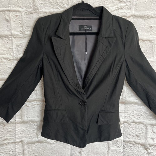 Cue Single Button Black Blazer. Size 10.#T17