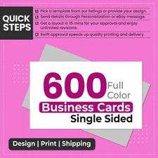600 Custom Full Color Business Cards Printing FREE DESIGN FREE SHIP 1 side print