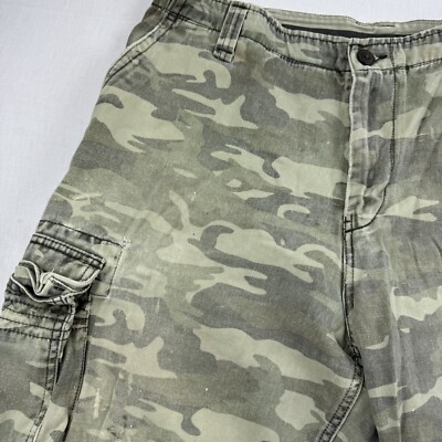 Vintage No Boundaries Cargo Shorts Adult 38 Green Camo Baggy