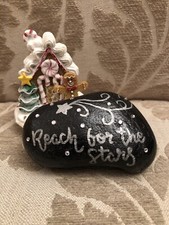 PESO CARTA ISPIRAZIONE DIPINTO A MANO ROCCIA DIAMANTI BEL REGALO GIARDINO CASA