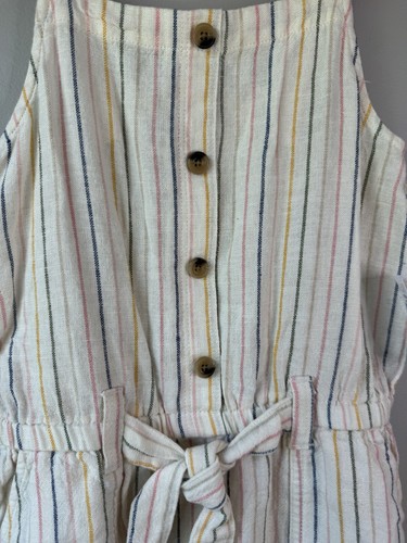 NWT Old Navy Girls Size S 6-7 Romper Striped Linen Blend - Picture 2 of 6