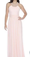 New- Decode 1.8 - Pearl Embellished Halter Style Gown 182970 - Size 6 - Apricot