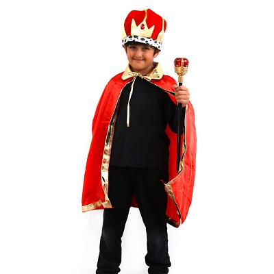 christmas king dress Kids Red Gold Royal Nativity Fancy - Cape + Crown + Sceptre Size:4'6