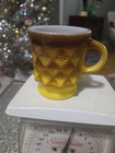 MCM Anchor Hocking Fire King Kimberly Diamond Coffee Cup Mug Yellow Brown — photo 4