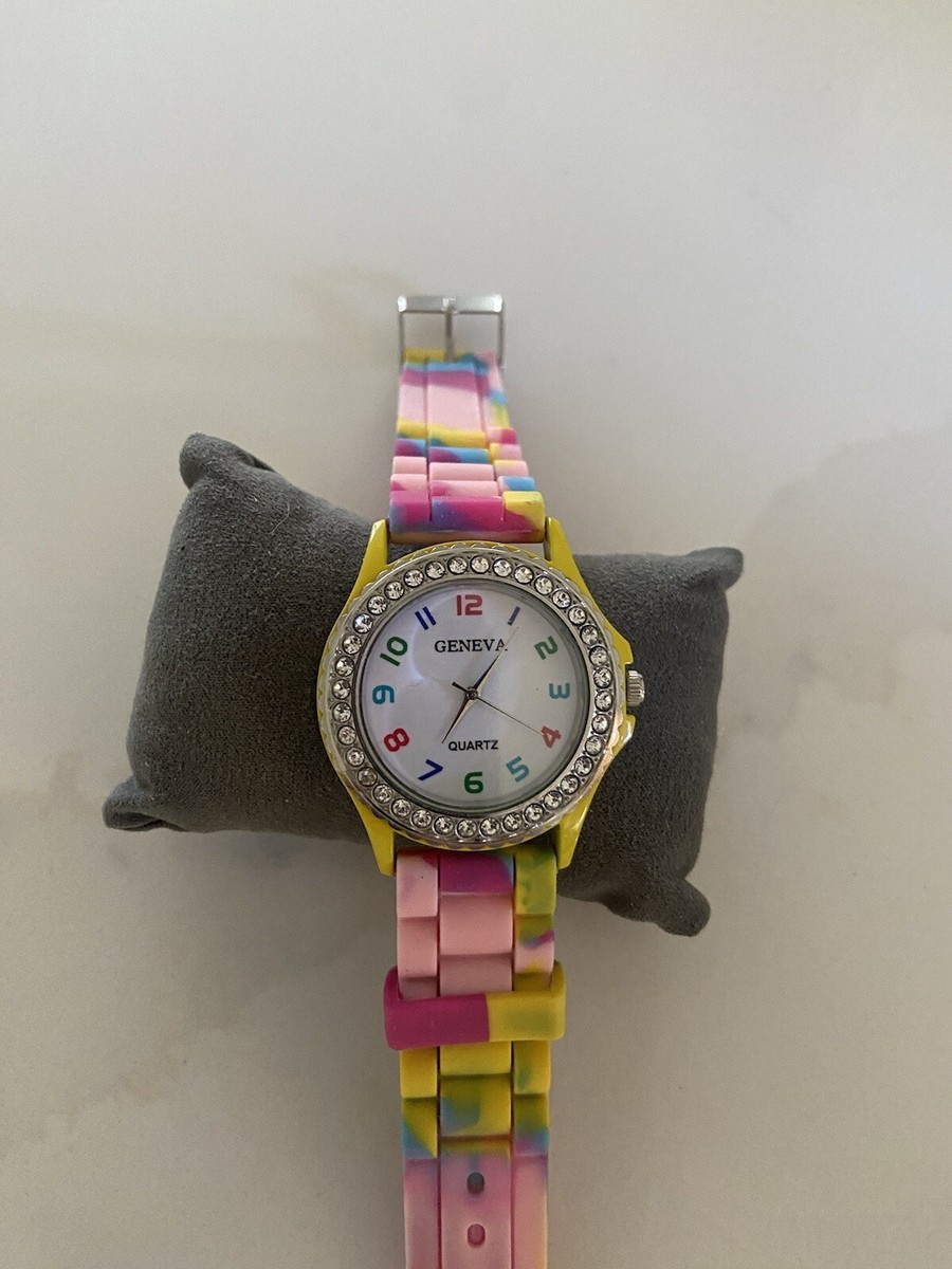 Quartz Analog Wrist Watch Casual Rhinestone Rainbow Jelly  display picture 2