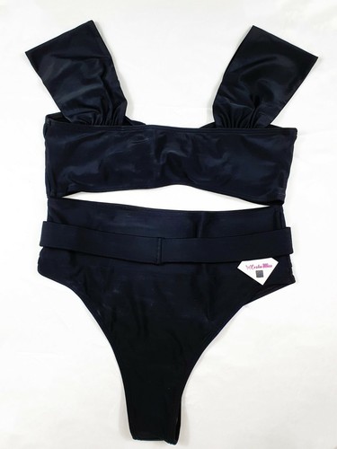 Bikini gioiello nero sexy costume da bagno a vita alta top a fascia donna 2021 - Picture 9 of 12