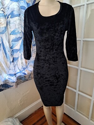 NWT REDFOX BLACK VELVET LIKE BODYCON DRESS SIZE L.MSRP. 49.99