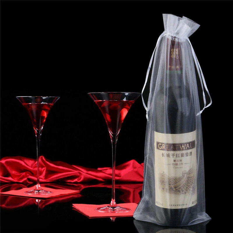 10Pcs Wine Bag Organza Drawstring Wine Bottle Gift Bags 37x14cm - Image 3 of 4