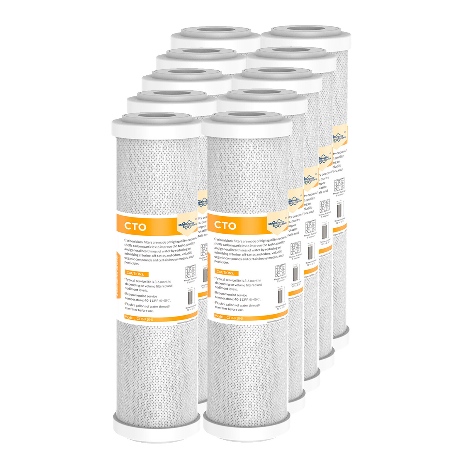 10 Pack 10"X2.5" Whole House CTO Carbon Block Water Filter Replacement - View #9