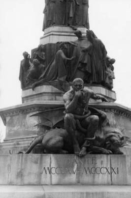 Detail of the monument to Dante Trento December 1954 Historic Old Photo
