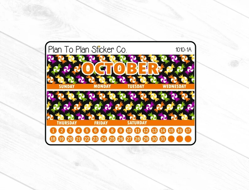 1010-1C~~October 8.5X11 Monthly View Planner Stickers. | eBay
