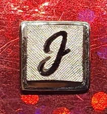 Vintage SWANK Tie Tack / Tie Pin Silver Tone "J" Initial / Letter Hatch Marks