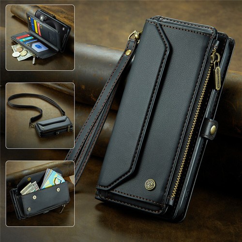 Für iPhone 16 16e 15 14 13 12 Pro Max Plus Hülle Wallet Leder Tasche Band Cover - Bild 15 von 71