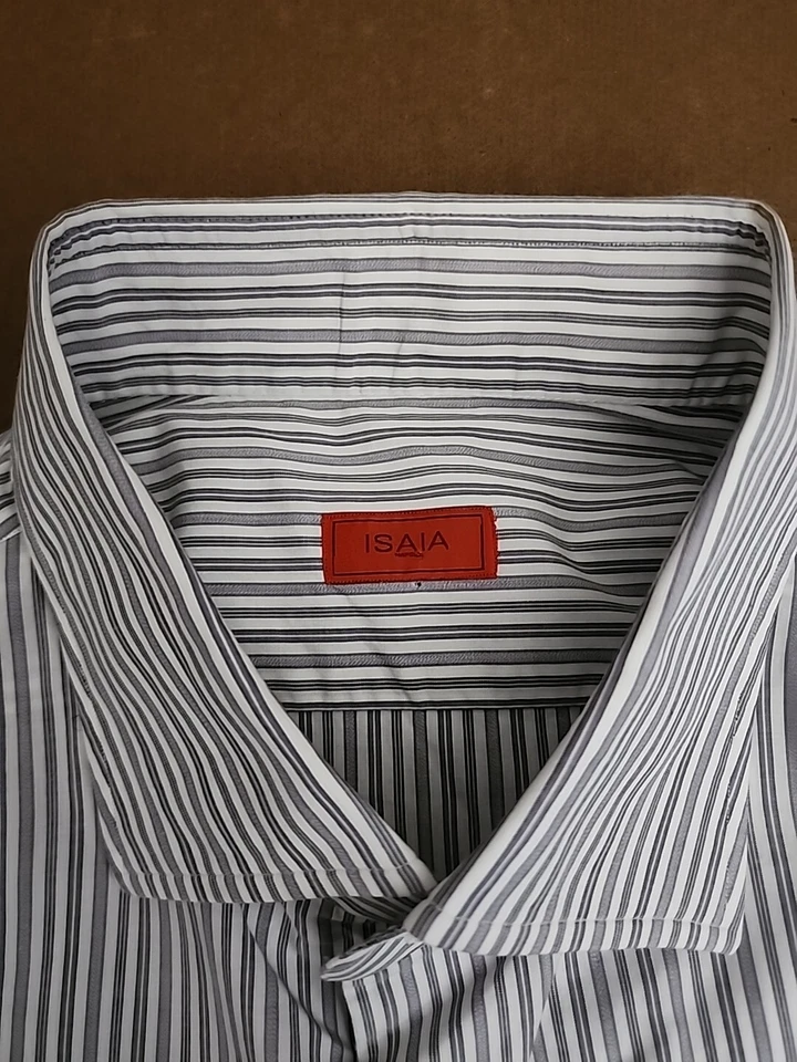 Isaia Napoli. Men Dress Shirt. Made In Italy Size 18 - Image 4 of 4