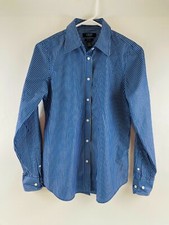 Chaps Shirt Men's Size Small Blue White Striped Long Sleeve No Iron Button Up
