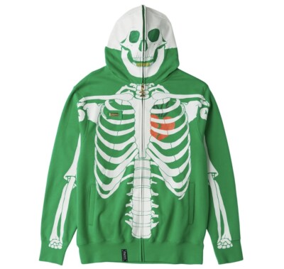 LRG X DEAD SERIOUS ZIP HOODIE KELLY GREEN GLOW IN THE DARK NEW WITH TAGS