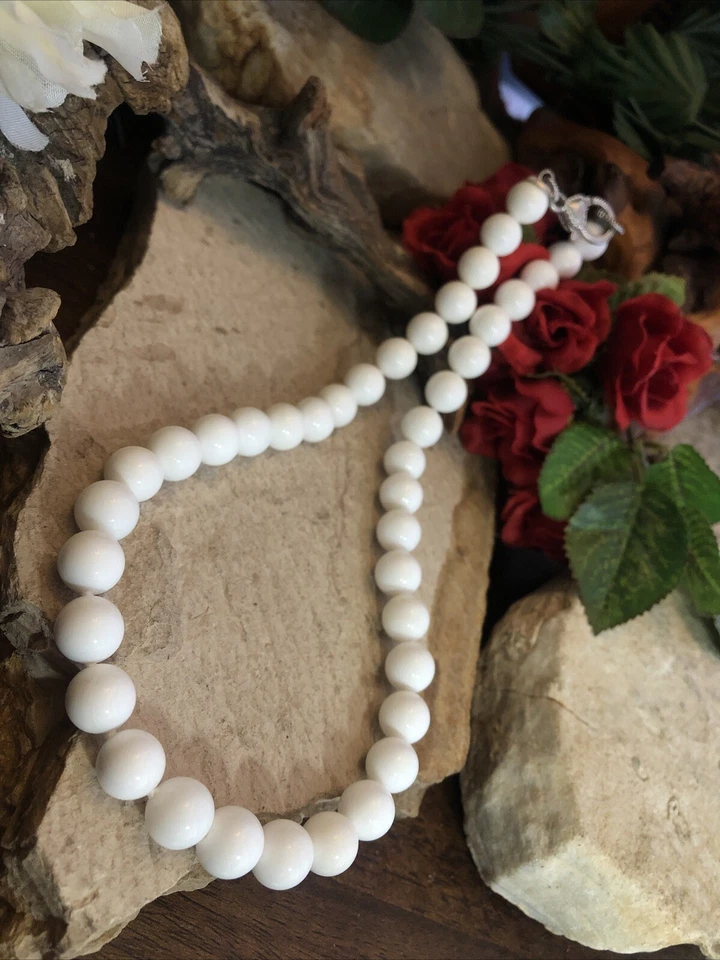 30. Colar Judith Ripka esterlina 925 pedra branca leitosa CZ com miçangas 17" - Imagem 2 de 4