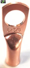 25 Lot 6 AWG Ring 3/8" Hole Terminal Lug Bare Copper Un-insulated Gauge 
