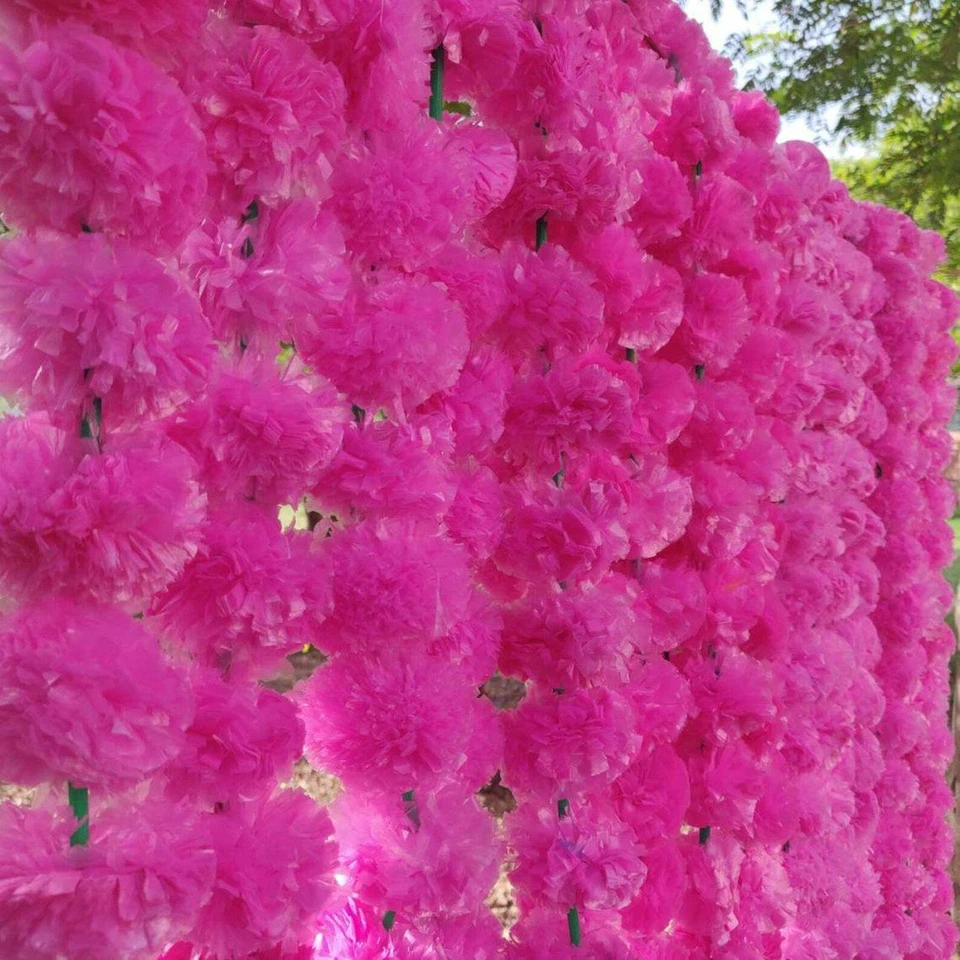 Guirnalda de flores artificiales color rosa caléndula india decoración boda fiesta vid Foto 3 de 4