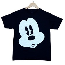 Disney Mickey Mouse Black Graphic T Shirt Short Sleeve Cotton Size L