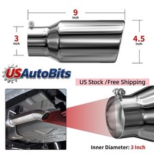 Exhaust Tip For 3 Inlet 4.5 Outlet 9 Long Stainless Steel Chrome Tailpipe